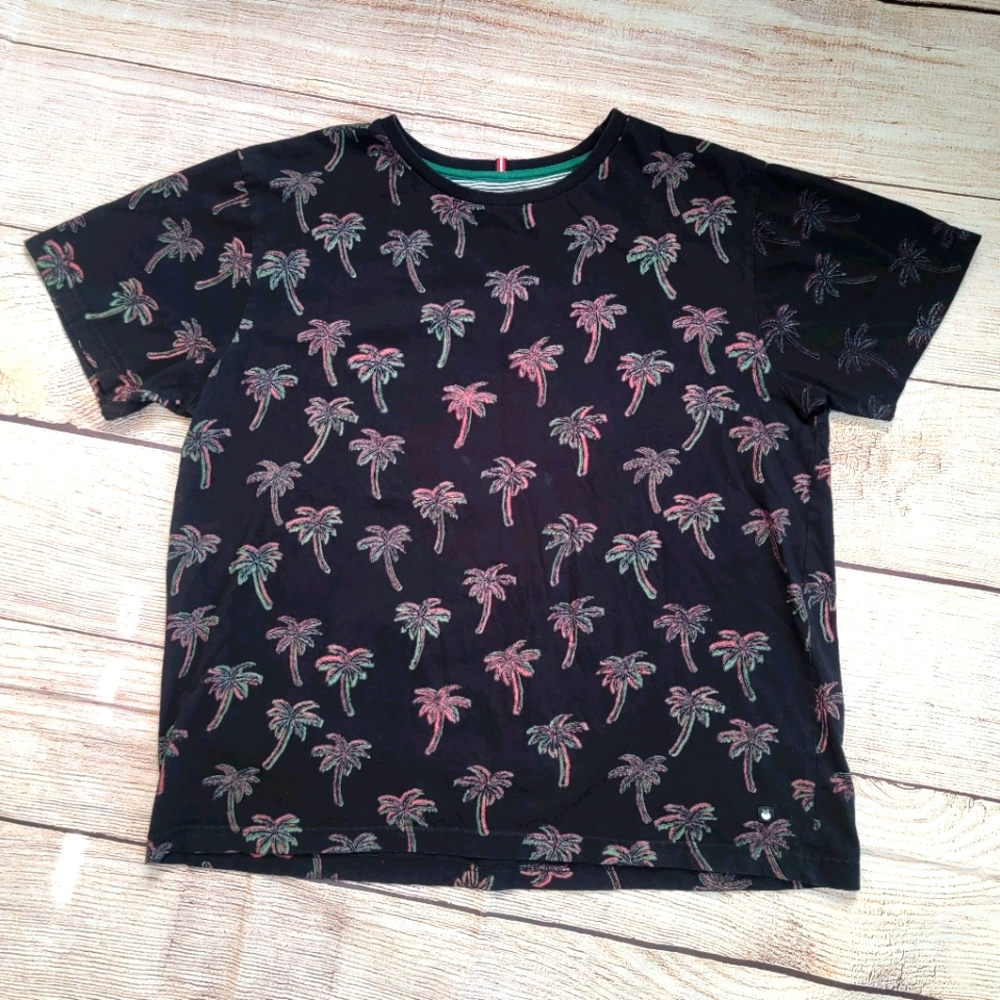 Pink & Green Palm Tree Graphic Tee Size Large